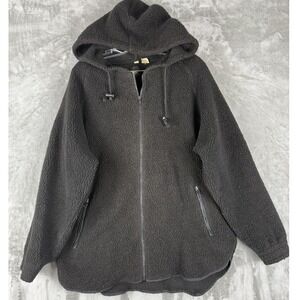 Vintage Mossimo Mens Sherpa Fleece Zip‎ Up Hoodie Charcoal Gray Size M